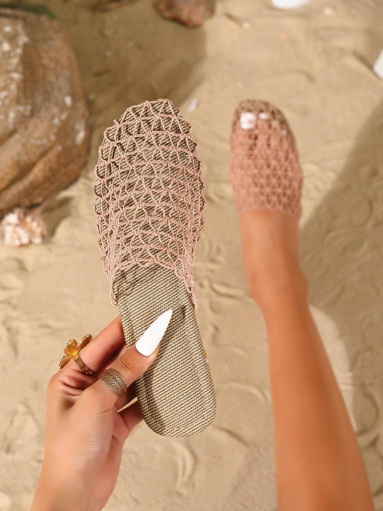 Spring 2026 Women's Breathable Mesh Woven Half Slippers - Casual and Stylish
