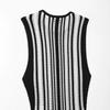 Women's Summer New French Retro Fashion Versatile Striped Sleeveless Knitted Long Dress