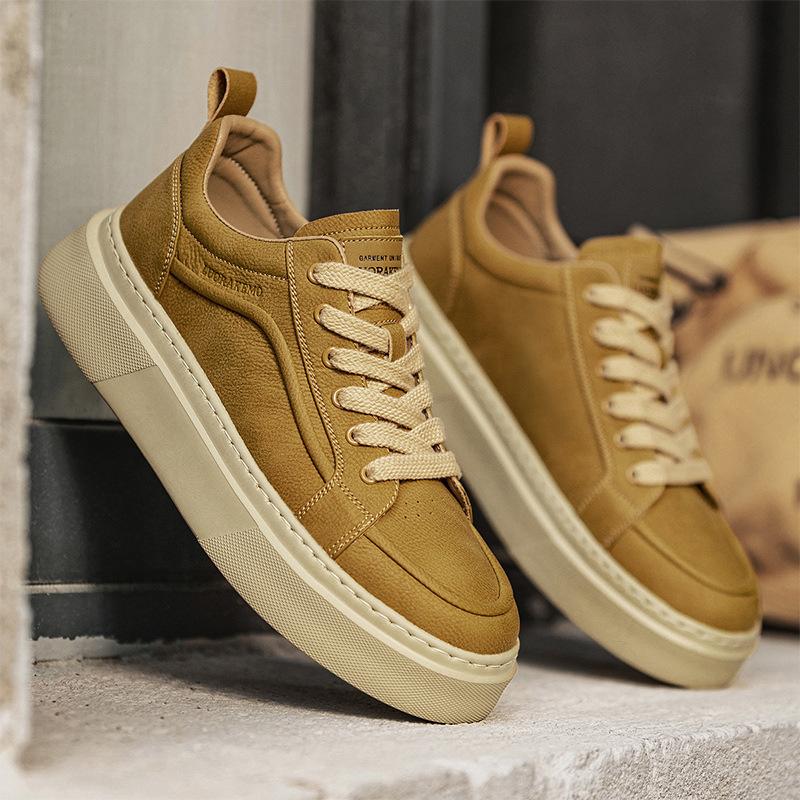 Fashion New Shoes for Men Leather Casual Shoes Trend Flat Skateboard Shoes Fashion Cool Lace-up Sneaker