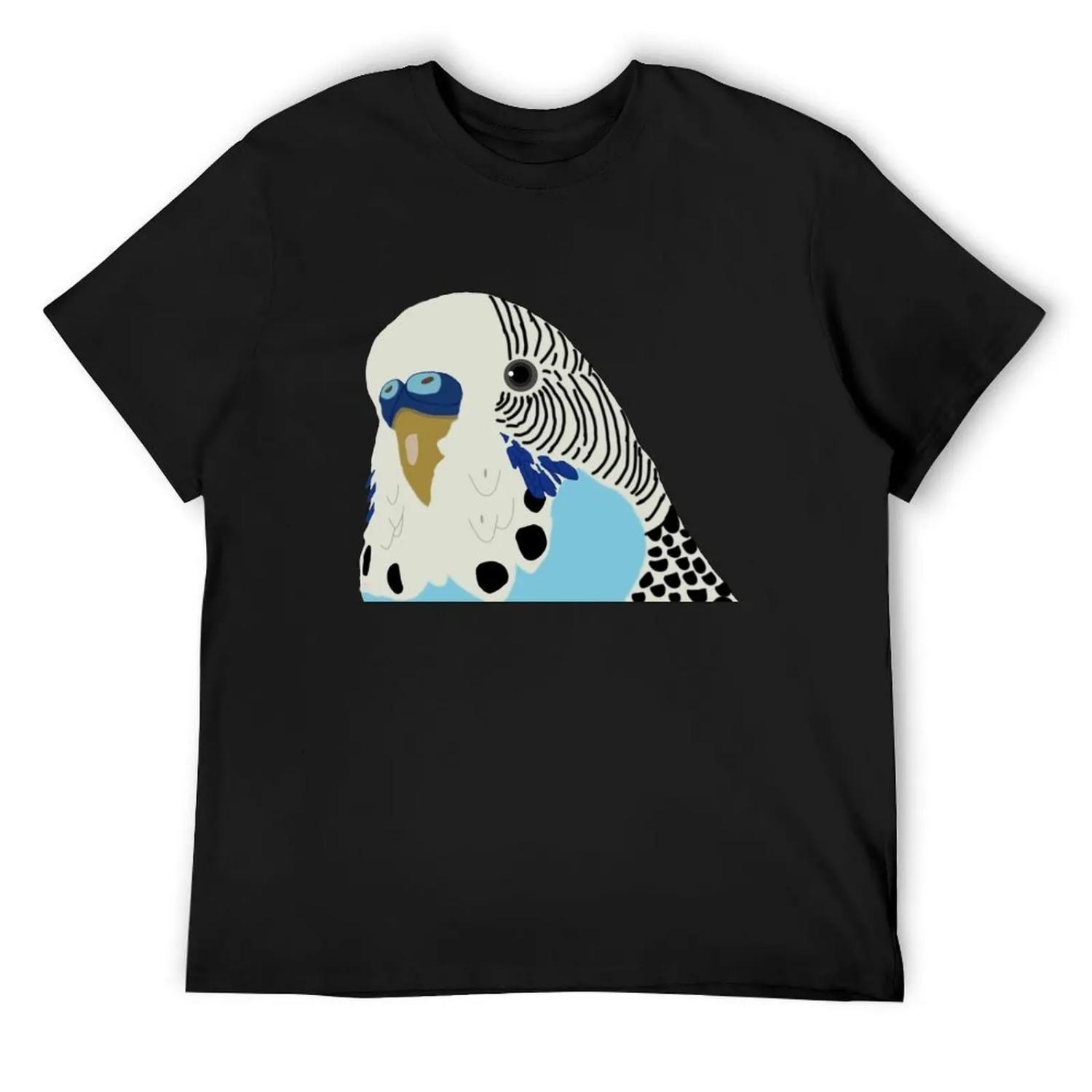 Blue Male Budgie Illustration T-Shirt custom shirt oversizeds tshirts personalised anime clothes anime shirts men S