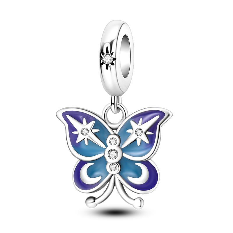 Blue Series Charms Copper Butterfly Earth Devil'S Eye Palm Charms Beads Pendants Fit Original Bracelet Diy Jewelry Making