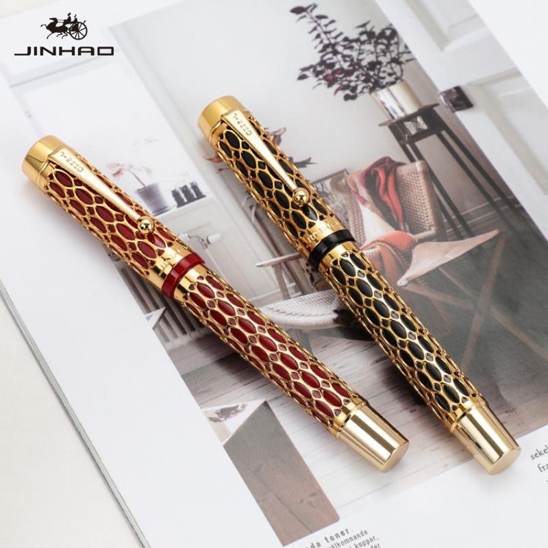 JINHAO 100 Centennial Resin Hollow Series Fountain Pen Golden Clip Business Office Gift Pen Stationery School Supplies PK 9019