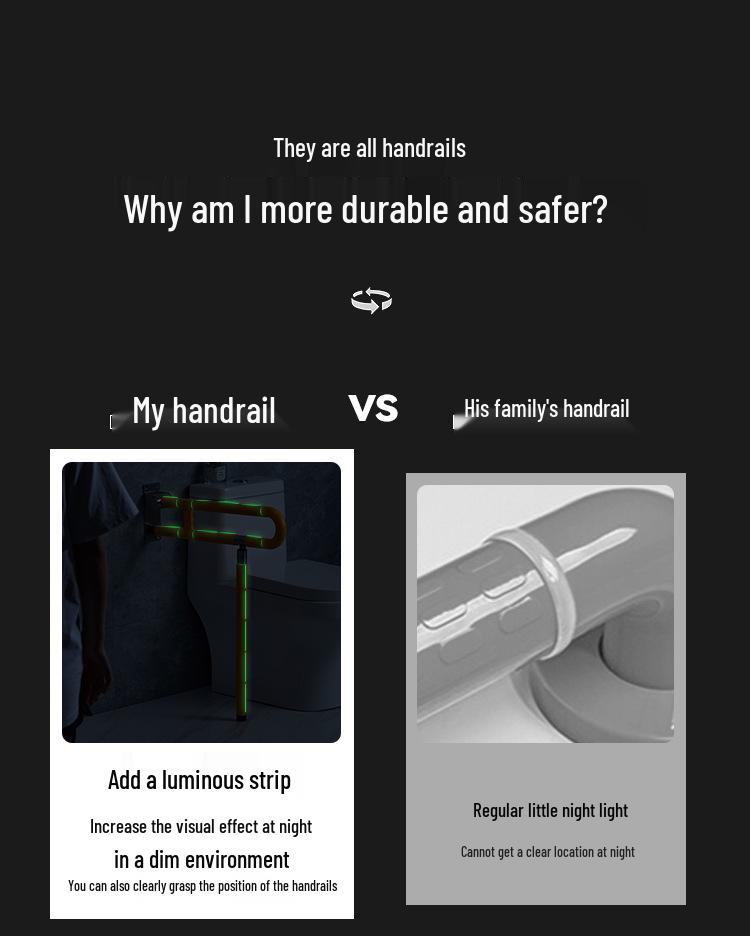 Flip-Up Folding Toilet Grab Bar for Elderly & Disabled – Barrier-Free Bathroom Assist Frame