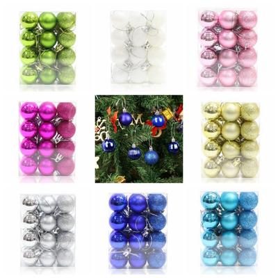 24Pcs/set Shatterproof Christmas Hanging Balls Polshed Glossy Christmas Tree Ball   Holiday