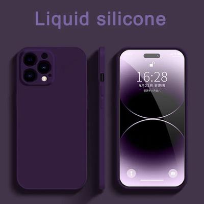 Custodia di Lusso Morbida in Silicone Liquido per iPhone 15 14 13 12 11 Pro Max X XR XS Max 7 8 15 Plus Antiurto Cover Posteriore in TPU