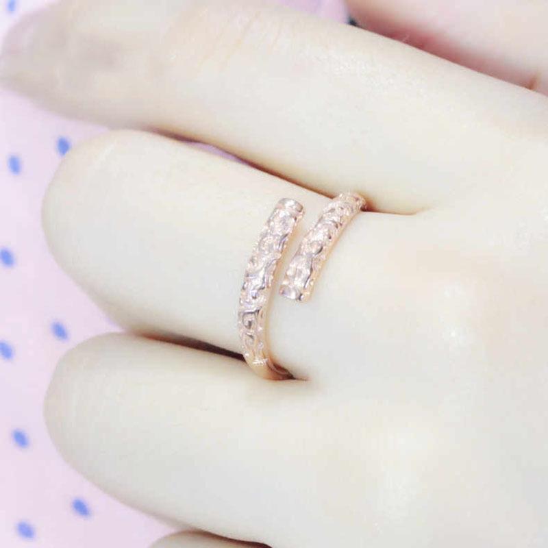 Color Gold Luxury Hollow Pattern Gold Hoop Ring Plated Rose Gold Variety Pure Purple Gold Ring