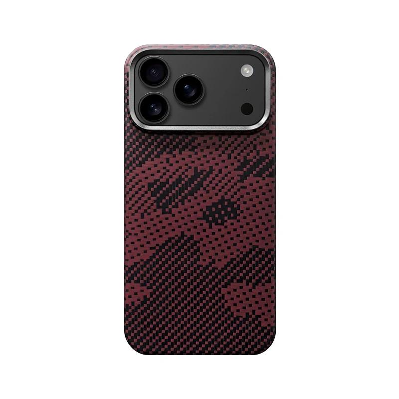 True Aramid Carbon Fiber Pattern Business Phone Case For IPhone 17 Pro Max Air Enhanced For MagSafe Ring Holder Protective Cover