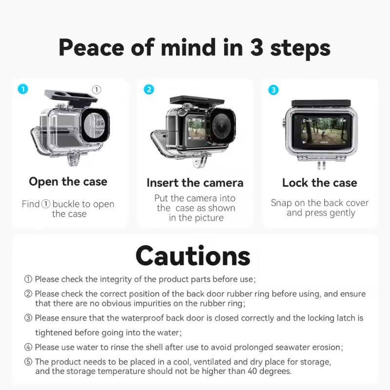 Waterproof Case for DJI Osmo Action 6 Waterproof Housing Sports Action Camera Diving Protective Case Cold Shoe Expansion 70Meter