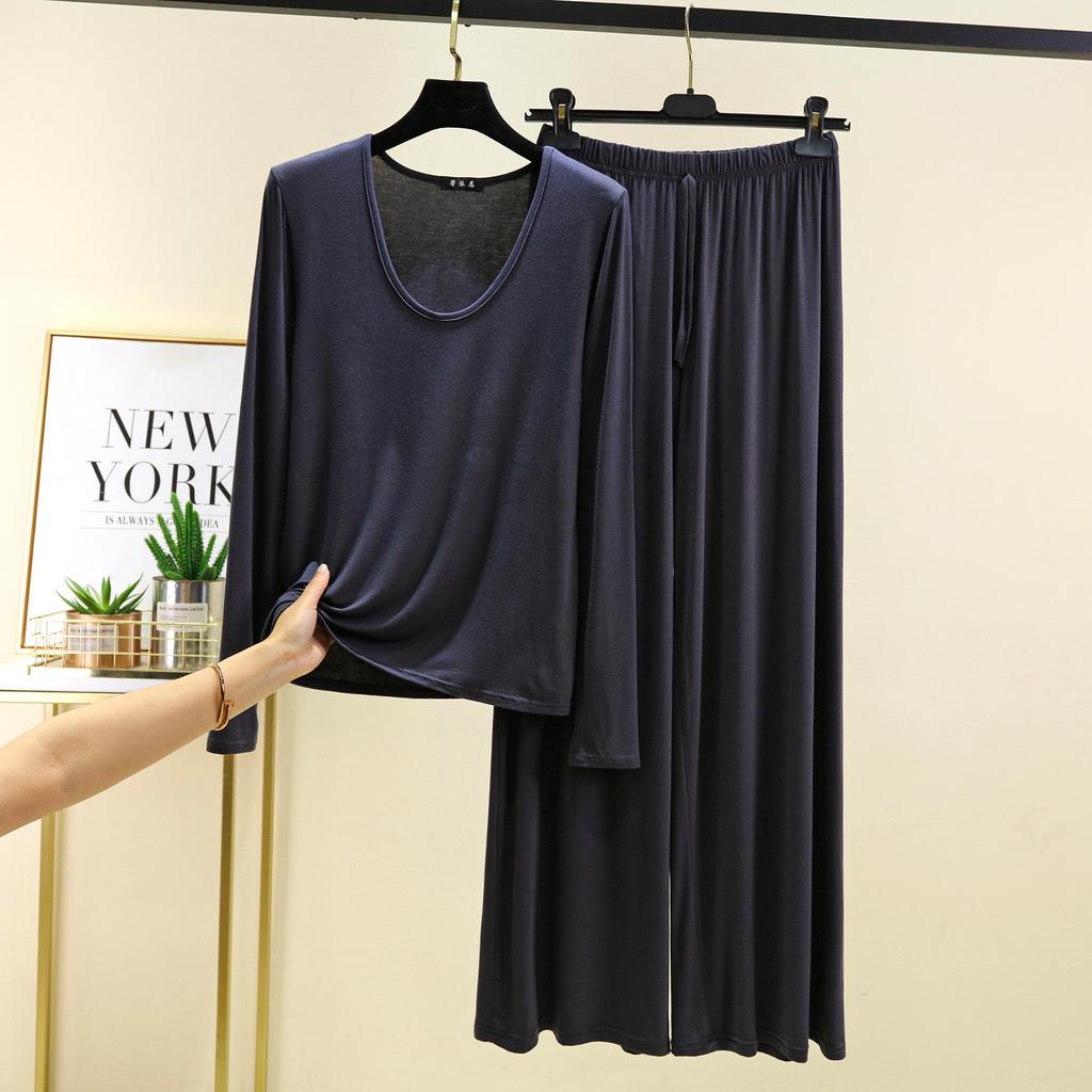 Modal Women's Spring Pajama Set - Plus Size, Loose Fit, Long Sleeve, Two-Piece