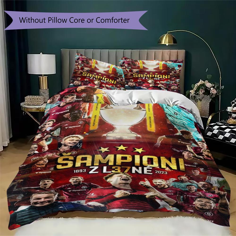 AC Sparta Praha Muster Bettwäsche Steppset Bettbezug Kissenbezug Heimdekoration Geburtstagsgeschenk (1 Bettbezug + 2 Kissenbezüge (ohne Füllung))