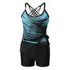 Kadın Yaz İki Adet Mayo Çapraz Askı Seksi Bikini Set Tankini Mayo Artı Boyutu S-8XL