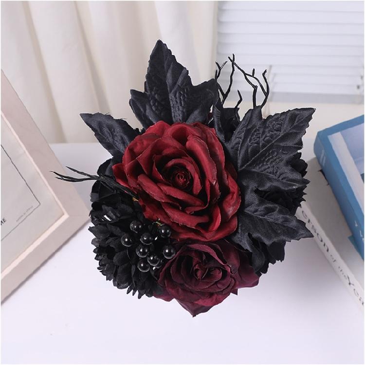 Bridesmaids Bouquet Gothic Flowers Bouquet for Bridesmaids Dark Wedding Bouquet for Halloween Party Ceremony Anniversary