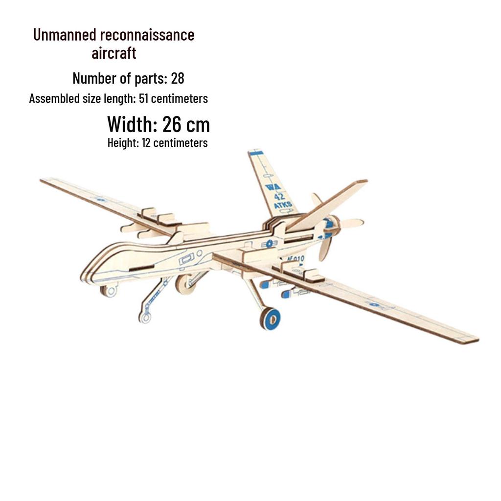 3D Wooden Puzzle Fighter Jet: Handmade Educational Toy for Kids