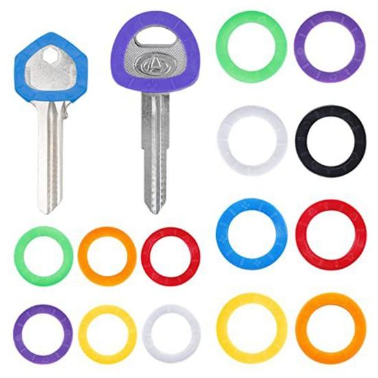 24/32/40 Pcs Colored Key Caps Flexible Round Rubber Key Covers Semi-circular Key Tags Identifiers for House Keys Non Odd-Shaped Keys