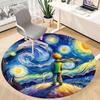 1pc Little Prince Starry Night Whimsy Office Round Area Rug, Indoor Mat Suitable For Office, Under Office Chairs Bedroom Living Room Home Decor