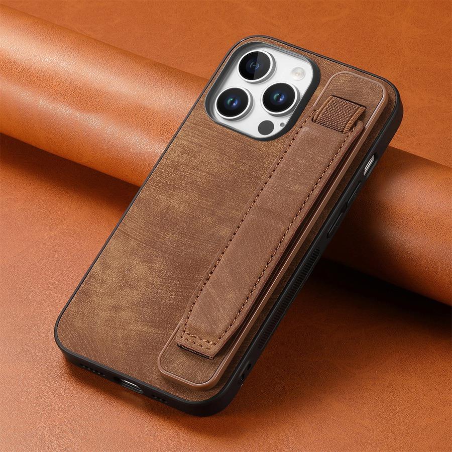 Anti-Drop Phone Case with Adjustable Stand & Strap for iPhone Samsung Xiaomi Google Premium Smooth Leather Anti-Fingerprint Case Cover