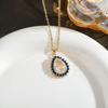 Colorful Crystal Water Drop Necklace with Zircon Inlay and 18K Gold-Plated Clavicle Chain