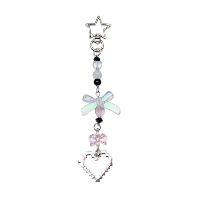 Star Heart Bowknot Pendant Phone Charm Hangings Rope Sweet Phone Chain Strap Bag Decoration Lanyard Keychain Accessory