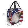 Freedom Patriotic Bald Eagle American Flag Thermal Insulated Lunch Bags USA Flag Portable Lunch Container for School Food Box