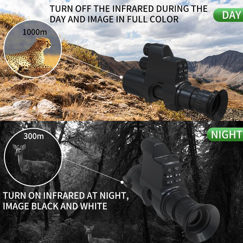 NV4A 300m Infrared Night Vision Sight 4x Digital Zoom Monoculars Telescope Add On Attachment For Hunting Video Recording And photography