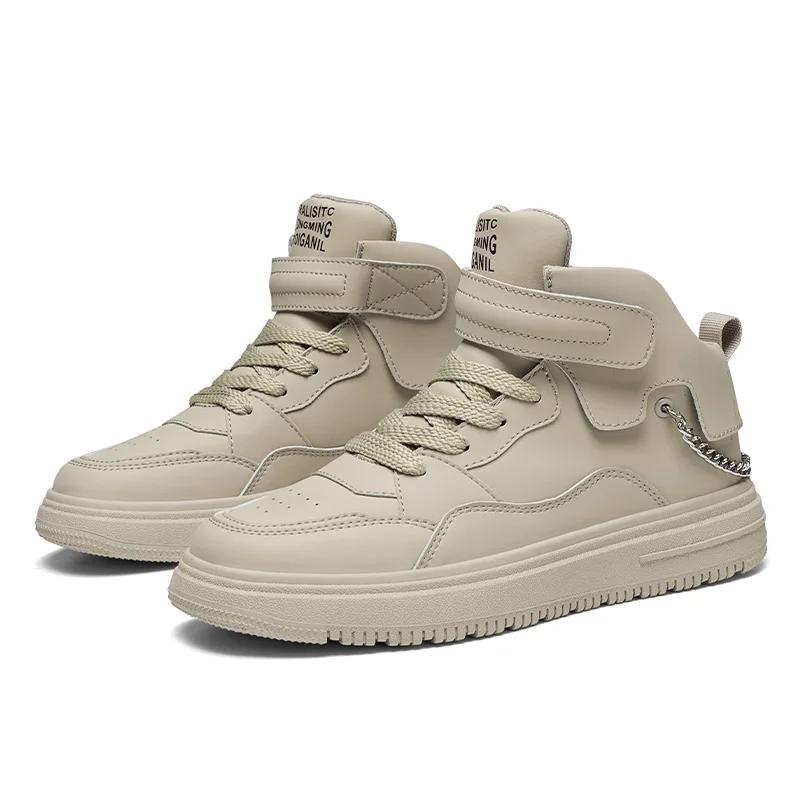 2024 New Men's Thick Sole Mid Top Sports Shoes Personalized Lace Up Board Shoes Fashion Casual Breathable Running Shoes