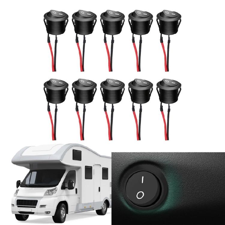 Round Rockers Switch ON Offs 23mm Toggle Switch 12V for Car Marine Boats Trailer Prewired 2 Pin Switch
