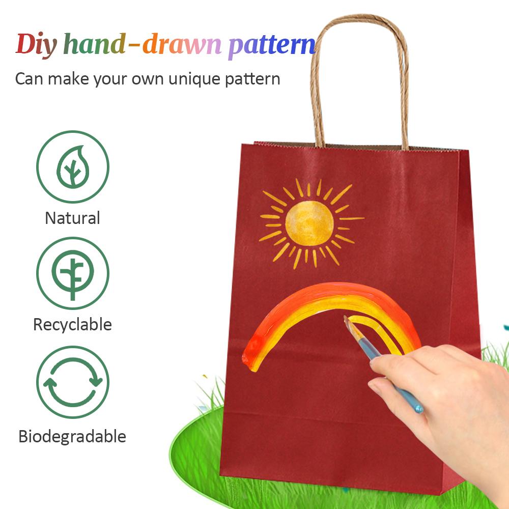 18 Pcs Multi-color 8.26x5.9in Gift Bag, Craft Gift Bag, Birthday, Wedding, Party Christmas Halloween Paper Bag, Kraft Paper Bag