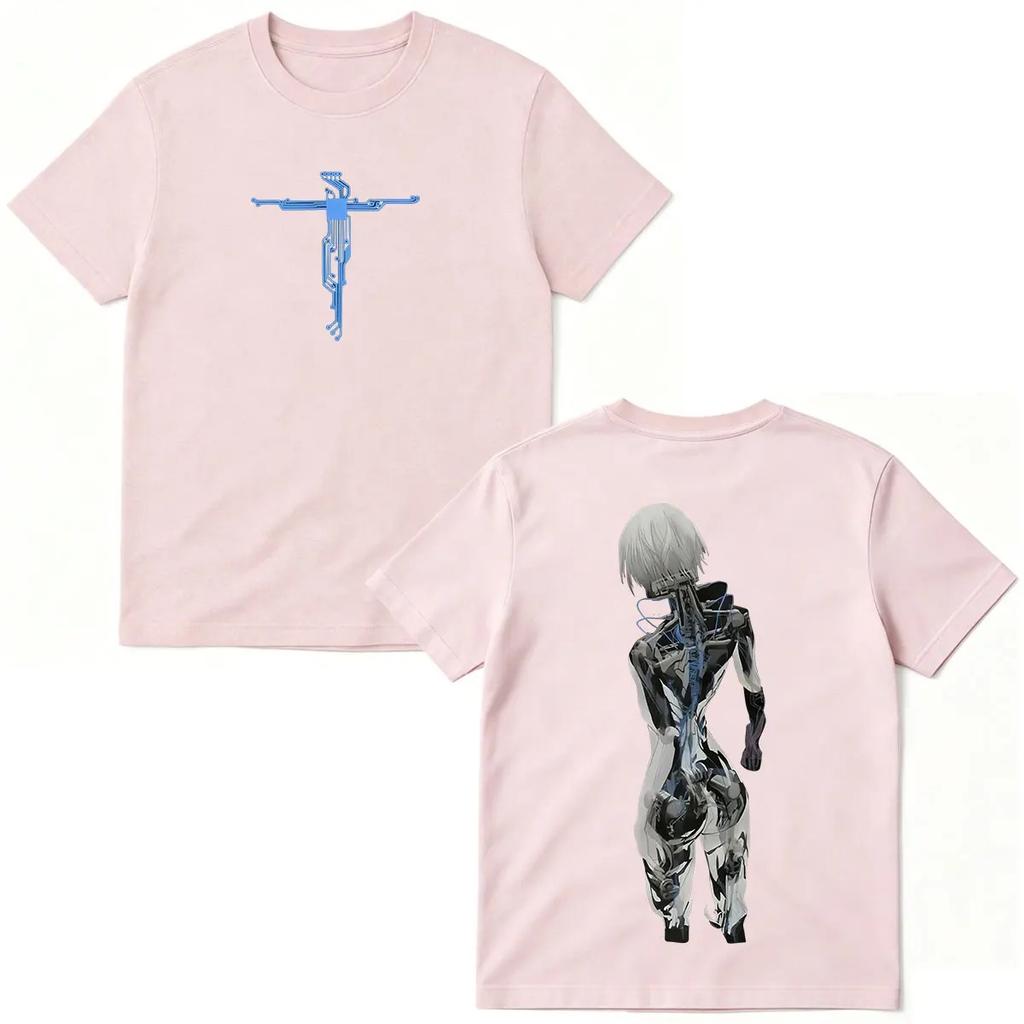 Japan Anime Ghost in The Shell Motoko Kusanagi T-shirts Herr Dam Kläder Mode Casual Bomull Kortärmad Överdimensionerad T-shirt