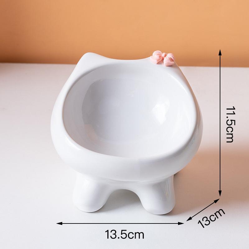 Cute Ceramic Pet Bowl Elevated Cat Bowl Protects Cervical Vertebrae Pet Supplies