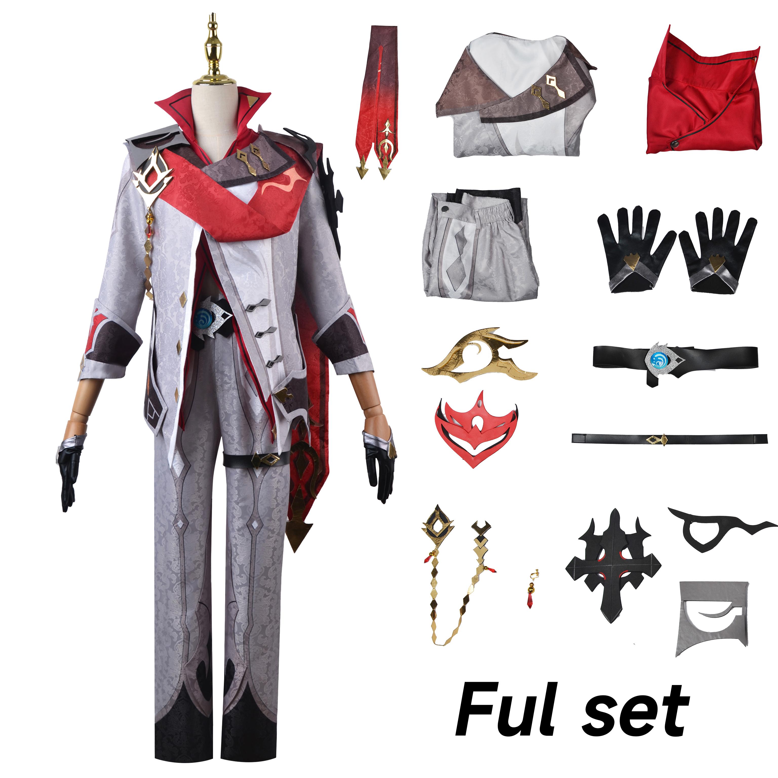 

Tartaglia Cos Tartaglia Cosplay Costume Childe Cosplay Wig Full Set Clothes Earring Christmas Party Costume Men M-(Costume+Wig)