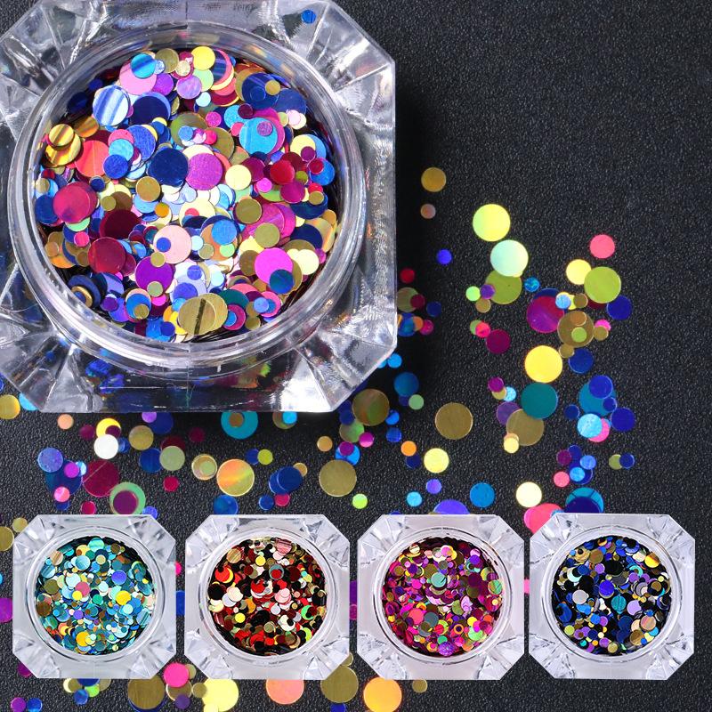 Bright Nail Art Round Sequins Nail Sequins Glitter Powder Glitter Phototherapy Nail Art Decorative Patch 12 Colors Nail Art Accessories