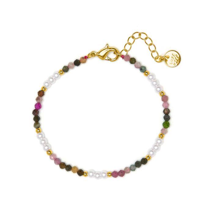 Bracelet - LUXENTER - Sury - Multicolored Tourmaline - 18-carat Yellow Gold Finish - 16–19 Cm