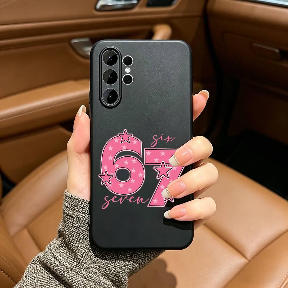 Fashio SS Six Seven 67 Black Soft Silicone Phone Case for Samsung Ultra S25, S24, S21, S22, S23, S30, Plus, FE, Lite