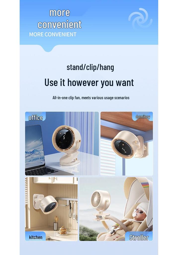 Compact Desktop Clip-on Fan for Home, Office & Dorms