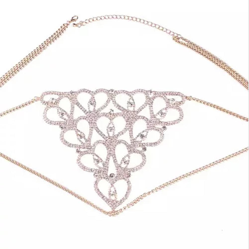 Women Gift Sexy Belly Waist Diamond Body Chain Jewelry Heart Crystal Rhinestone Bikini Diamond Thong Chain Underwear Jewelry TRENDY