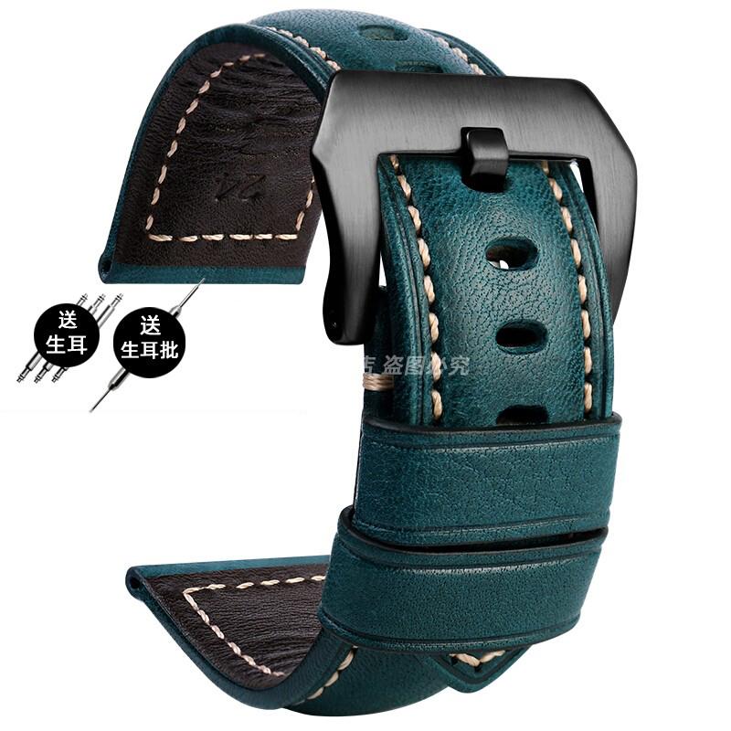 For Panerai PA441 PAM01661 Lumino Watch strap with thickened Italian cowhide Watchbands Vintage Watch Band male Bracelet 22 24MM