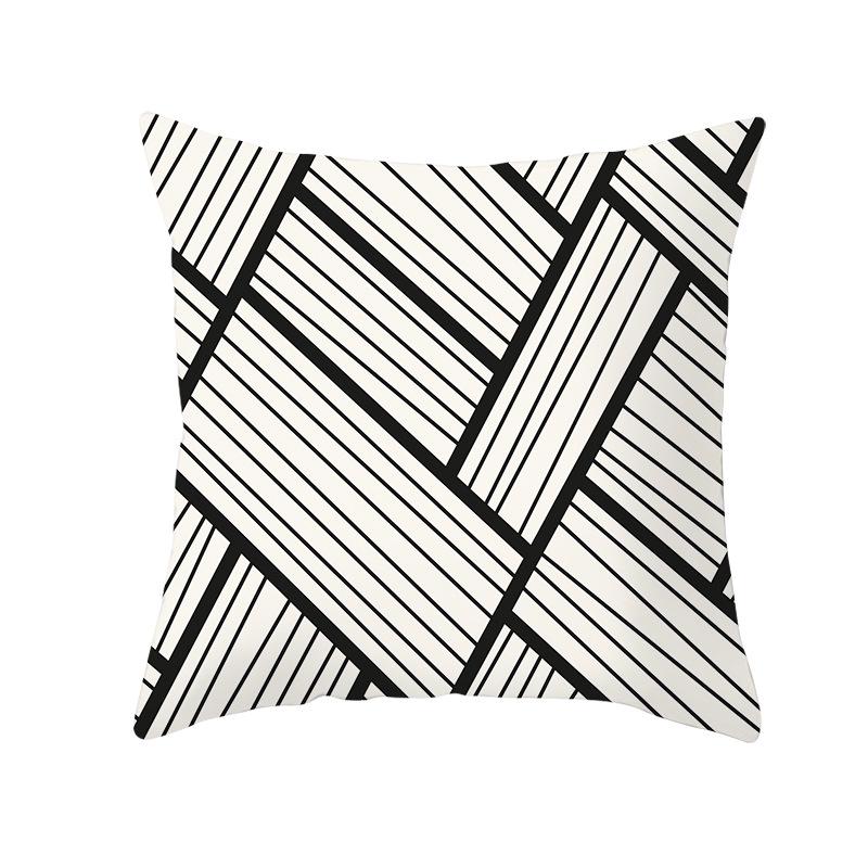 Red, Blue and Black Geometric Cushion Cover, Peach Skin Print Pillow Cover, Square Sofa Cushion, Home Textiles and Household Products