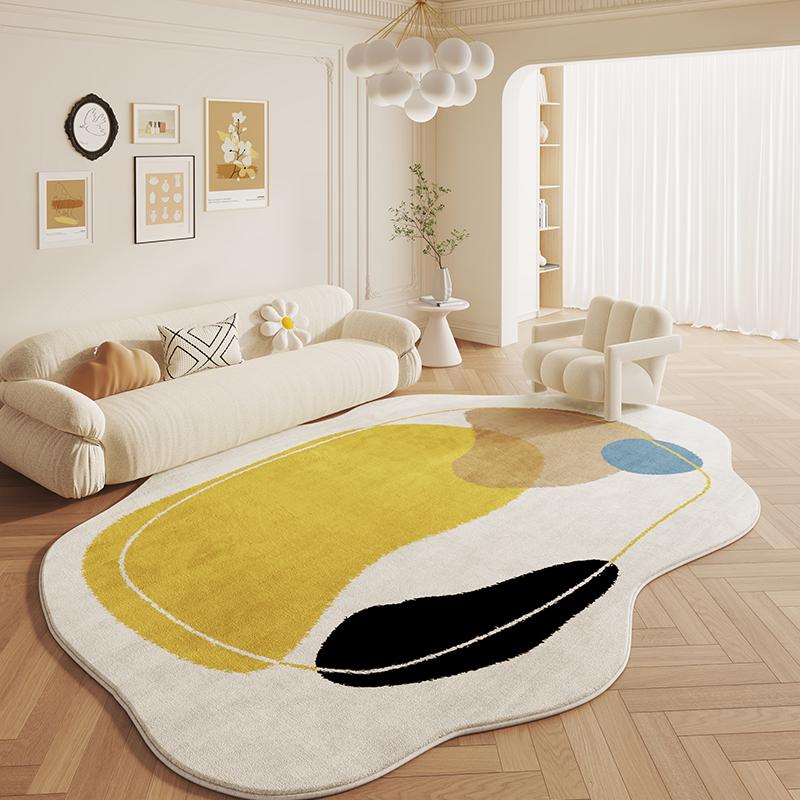 French Cream Style Shaped Carpet Living Room New High-grade Faux Cashmere Irregular Bedside Rugs Bedroom Floor Mats