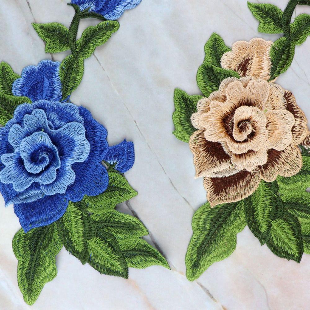 Polyester Fiber Embroidery Peony Patch DIY Handmade Clothing Accessories Embroidery Floral Applique 22*14CM
