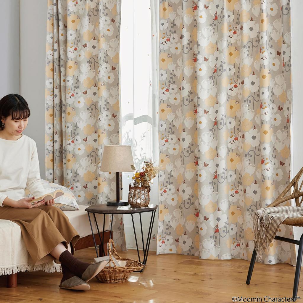 Suminoe MOOMIN Tiny Flower Curtain, Drape, 1 panel, 100 x 178 cm, GR 323-76006