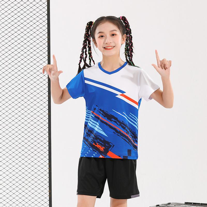 Children's badminton jersey sports suit boys and girls printed table tennis volleyball adult training game jersey wholesale