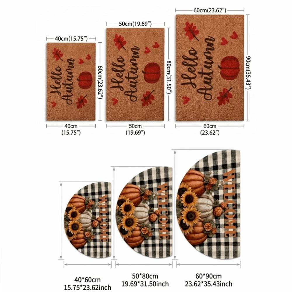 2D Flat Print Holiday Rug Non-Slip Fall Doormat Festive Vibes Welcome Doormat Thanksgiving