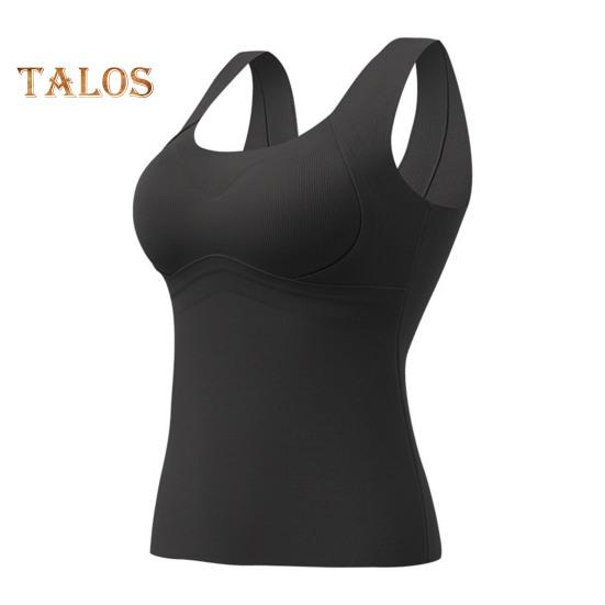 Winter Women Thermal Vest with Chest Pads Seamless Velvet Fast Temperature Lock Heating Slim Fit Elastic Sleeveless Inner Wear Bottoming Tank Top