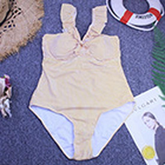 Ruffled Stripe Fresh Style Women's One-Piece Swimsuit