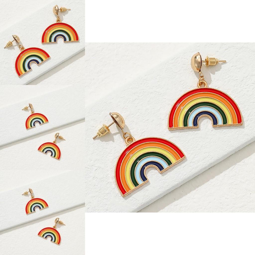 Fashionable Creative Rainbow Geometric Earrings For Women Alloy Material 2022