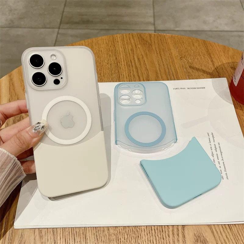 PC Candy Color Clash Etui na telefon Magsafe Dla iPhone 16 15 14 13 12 11 Pro Max Bezprzewodowe Ładowanie Matowe Zdejmowane Etui na Telefon