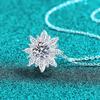 Sterling Sunflower Pendant Necklace Women CZ Moissanite Floral Choker Minimalist Elegant Layered Chain Jewelry