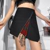 Women Gothic Punk Black Skirt Harajuku High Waist Zipper Mini Skirts Streetwear