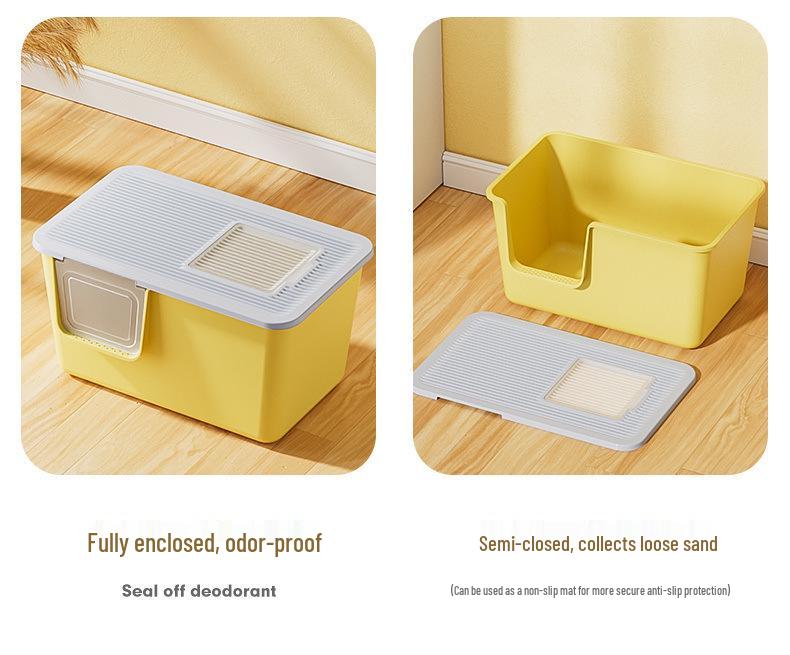Extra-Large Semi-Enclosed Cat Litter Box - Anti-Splash, Spacious Design