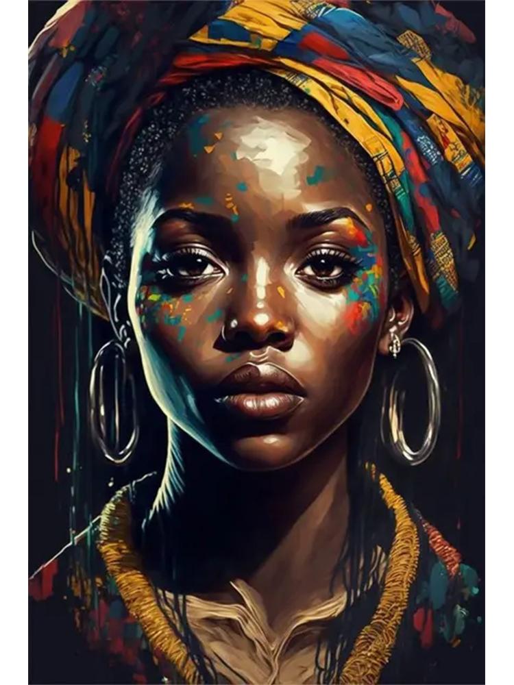 Abstract African Black Female Portrait 5DDIY Diamond Painting Art Cross Embroidery African Girl Painting Living Room Decoration